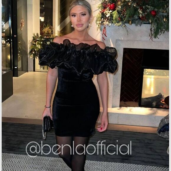 NWT ZARA VELVET VOLUMINOUS PUFF SLEEVE MINI DRESS NWT - Picture 5 of 16